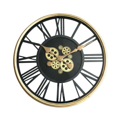 Horloge mécanismes sans fond 54cm noir et doré