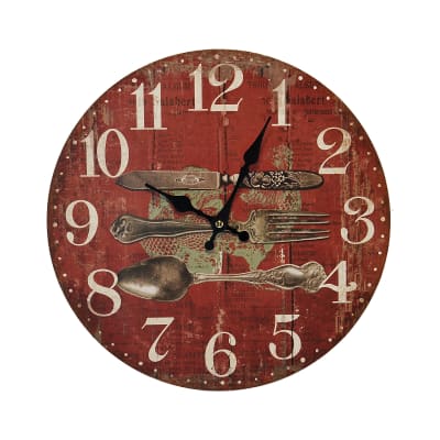 Horloge vintage couverts 34cm rouge