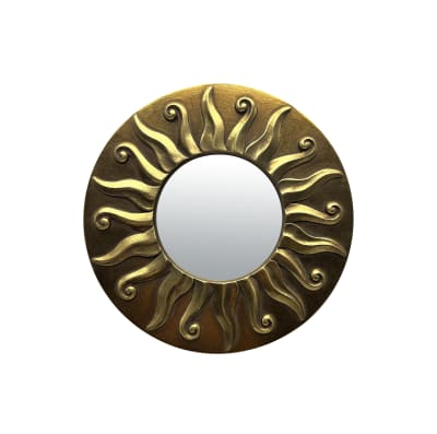 Miroir soleil diam 17,5cm dore