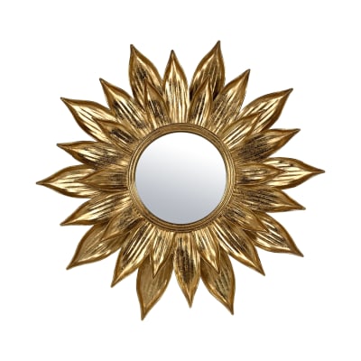 Miroir fleur 47cm dore