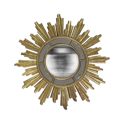 Miroir soleil convexe facettes 28.5cm dore
