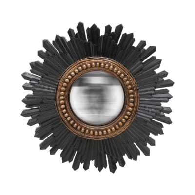 Miroir soleil convexe noir et doré 26.3cm noir et doré