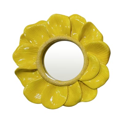 Miroir fleur 16.2cm jaune
