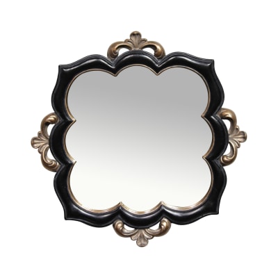 Miroir arabesque 29x29cm noir et doré