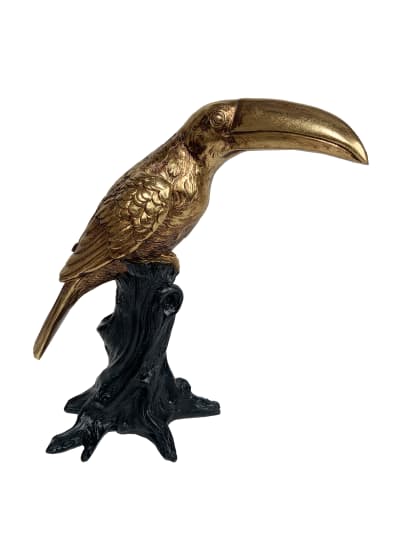 Statue toucan 14x28.3x31.3cm noir et doré