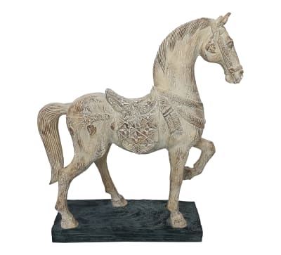 Statue cheval en résine effet bois 33.5x10x38.5cm marron