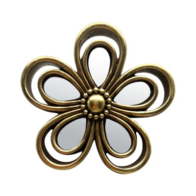 Déco murale fleur miroir diam 10cm dore