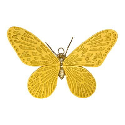 Déco murale papillon 18.4x12.5x6cm jaune