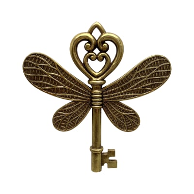 Déco murale clé ailes 16x17.3cm or