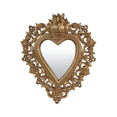 Déco miroir ex-voto coeur 24.8x29.8cm dore