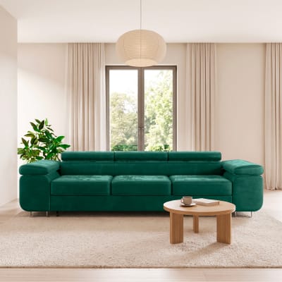 Canapé convertible 3 places tissu vert