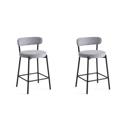 Lot de 2 chaises en fer et tissu gris 87×48×47 cm