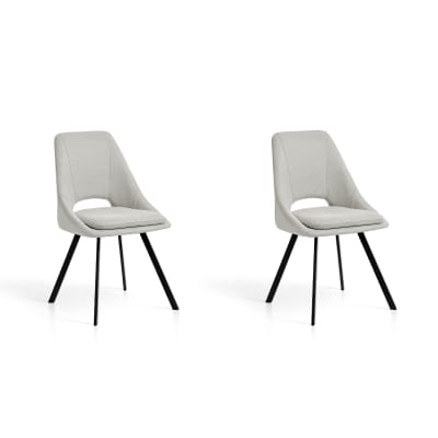 Lot de 2 chaises en tissu et fer beige 85×48×57 cm