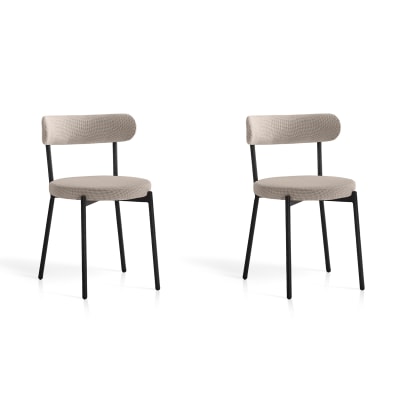 Lot de 2 chaises en fer et tissu beige 75×46×49 cm