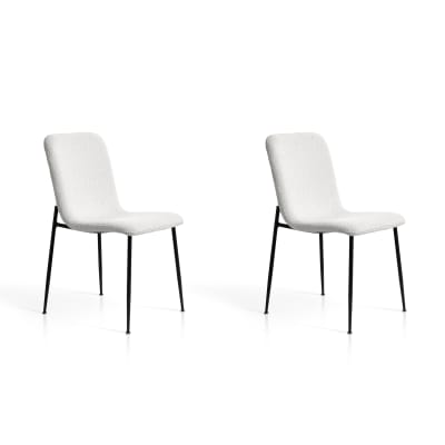Lot de 2 chaises en fer et tissu bouclé blanc 82×43×57 cm