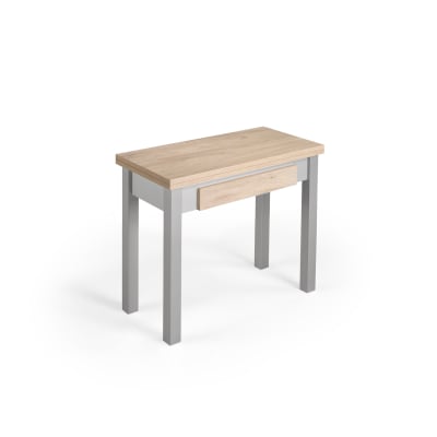 Table de cuisine extensible portefeuille mélamine chêne‑gris l40/80 cm