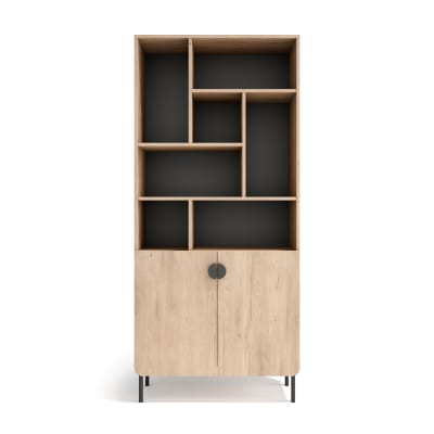 Étagère de rangement en mélamine chêne‑graphite 180×80×32 cm