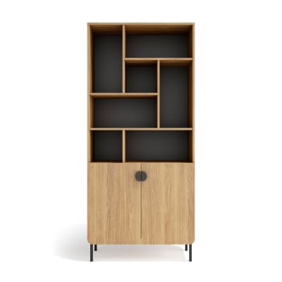 Étagère de rangement en mélamine chêne doré‑graphite 180×80×32 cm