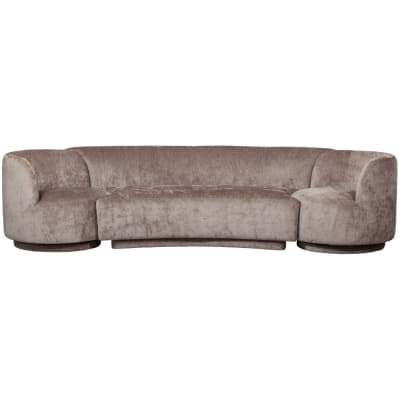 Canapé modulable avec 2 fauteuils en tissu chenille taupe