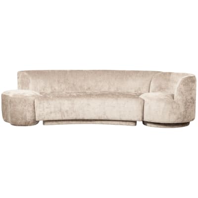 Canapé modulable avec 1 fauteuil et 1 pouf en tissu chenille beige