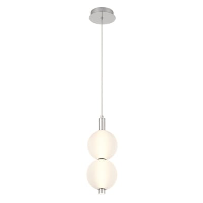 Mini Suspension Acier, Verre Blanc Dépoli  Nickel Poli