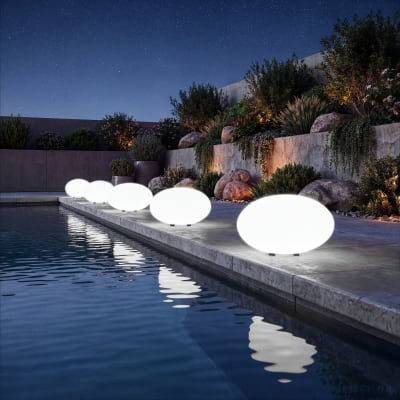Lampe boule avec ampoule led et télécommande 12w 35 x 21,5 cm