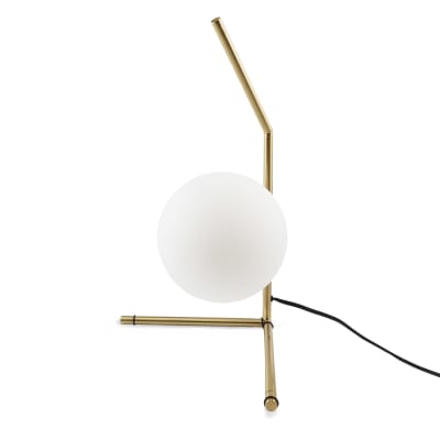 Lampe de table avec abat-jour en verre opalin Ø22 cm, E27, dorée