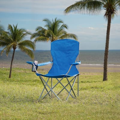 Lots de 2 chaises de camping pliables avec accoudoirs 150 kg bleu