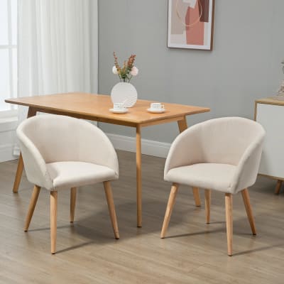 Chaises de salle à manger design scandinave bois caoutchouc beige