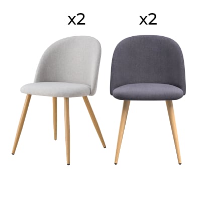 Pack 4 chaises en tissu gris foncé et gris clair