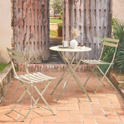 Table et chaises de jardin pliables d60 x 70cm, beige