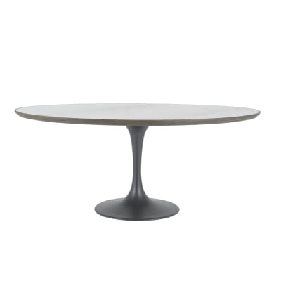 Table de salle à manger ovale en marbre blanc l180 cm