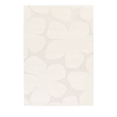 Tapis contemporain floral en relief - 200x290cm écru polypropylène