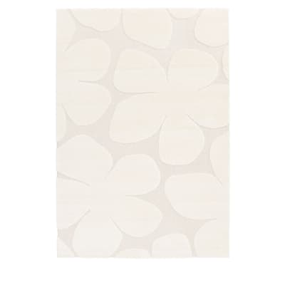 Tapis contemporain floral en relief - 120x170cm écru polypropylène