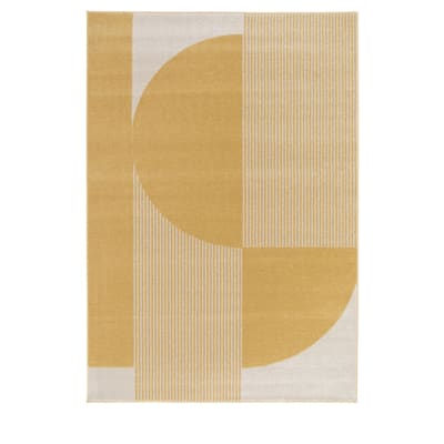 Tapis à motifs géométriques arrondis - 200x290cm jaune polypropylène