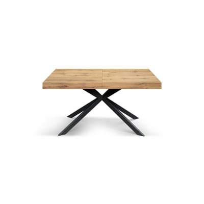 Table en chêne, piètement en x anthracite, 180 × 90 - 260 × 90