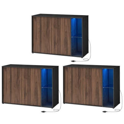 Ensembles de 3 meubles de rangement avec boisé noir et marron