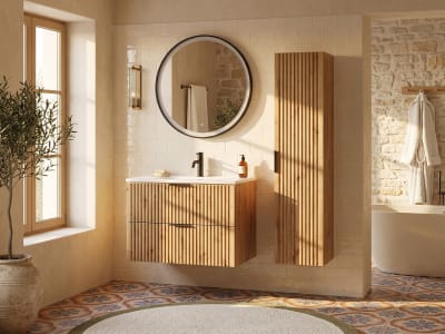 Ensemble salle de bain mdf naturel clair