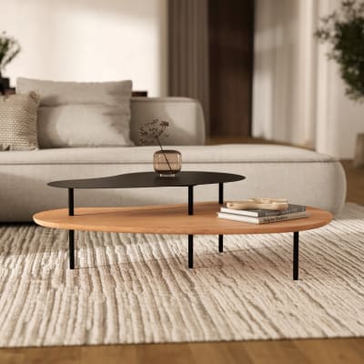 Tables gigognes en bois et metal noir (lot de 2)