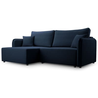 Canapé d'angle convertible, bleu marine, côté gauche