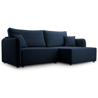 Canapé d'angle convertible, bleu marine, côté droit
