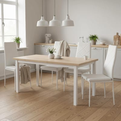 Chaise salle à manger dossier haut synthétique acier blanc