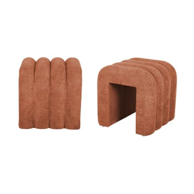 Set de 2 poufs contemporains en tissu orange