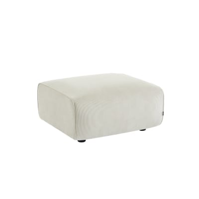 Pouf, repose-pieds pour canapé 2 places velours côtelé crème