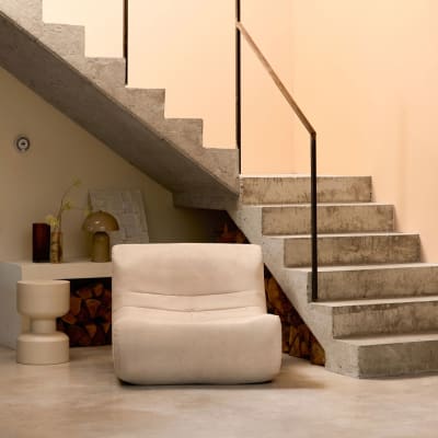 Chauffeuse velours 1 place beige