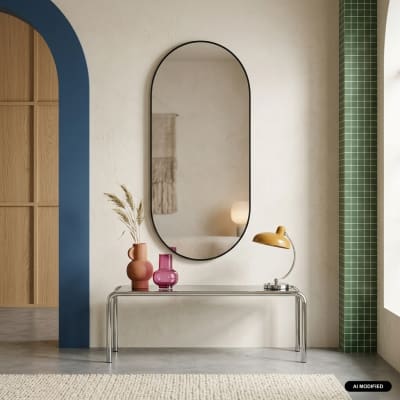Miroir ovale aluminium noir 120cm