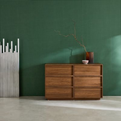 Commode de rangement effet bois 6 tiroirs noyer