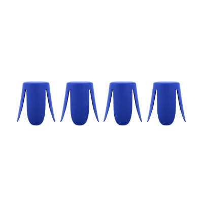 Set de 4 tabourets empilables simili cuir bleu