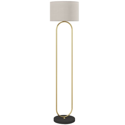 Lampadaire abat-jour en lin interrupteur à pied doré et noir
