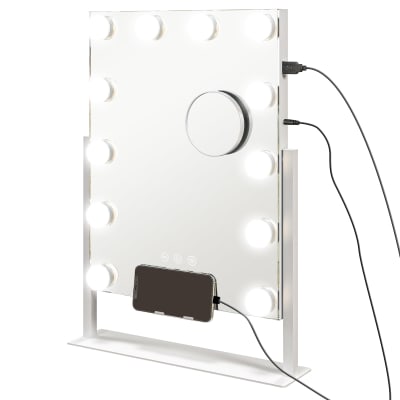 Miroir hollywood led 12 ampoules luminosité réglable rotation à 360°